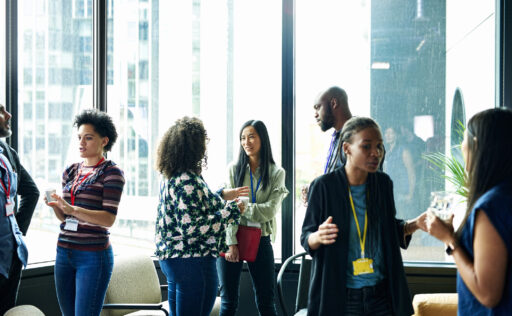 People mingling in a professional setting